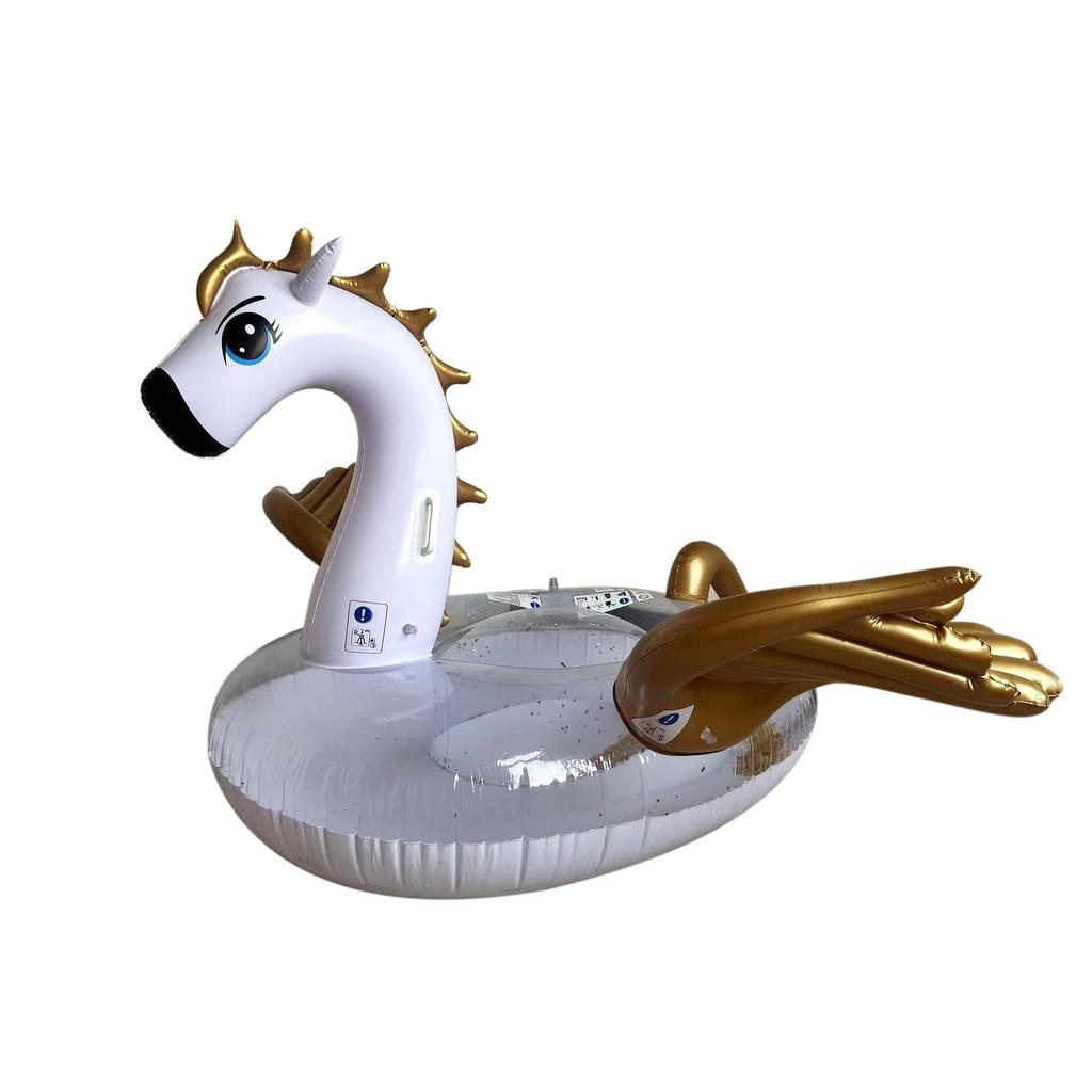New Adult Thickened Sequined Pegasus Inflatable Water Lounger and Floating Raft.