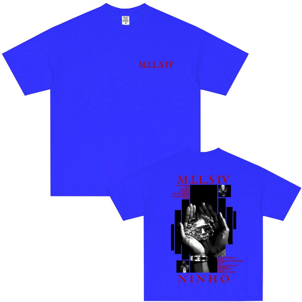 Rapper Ninho MILS 4 Album Grafisch T-shirt Mannen Mode Oversized Streetwear Unisex Vrouwen Hip Hop Pop Muziek T-shirt Mannen Katoenen Tops