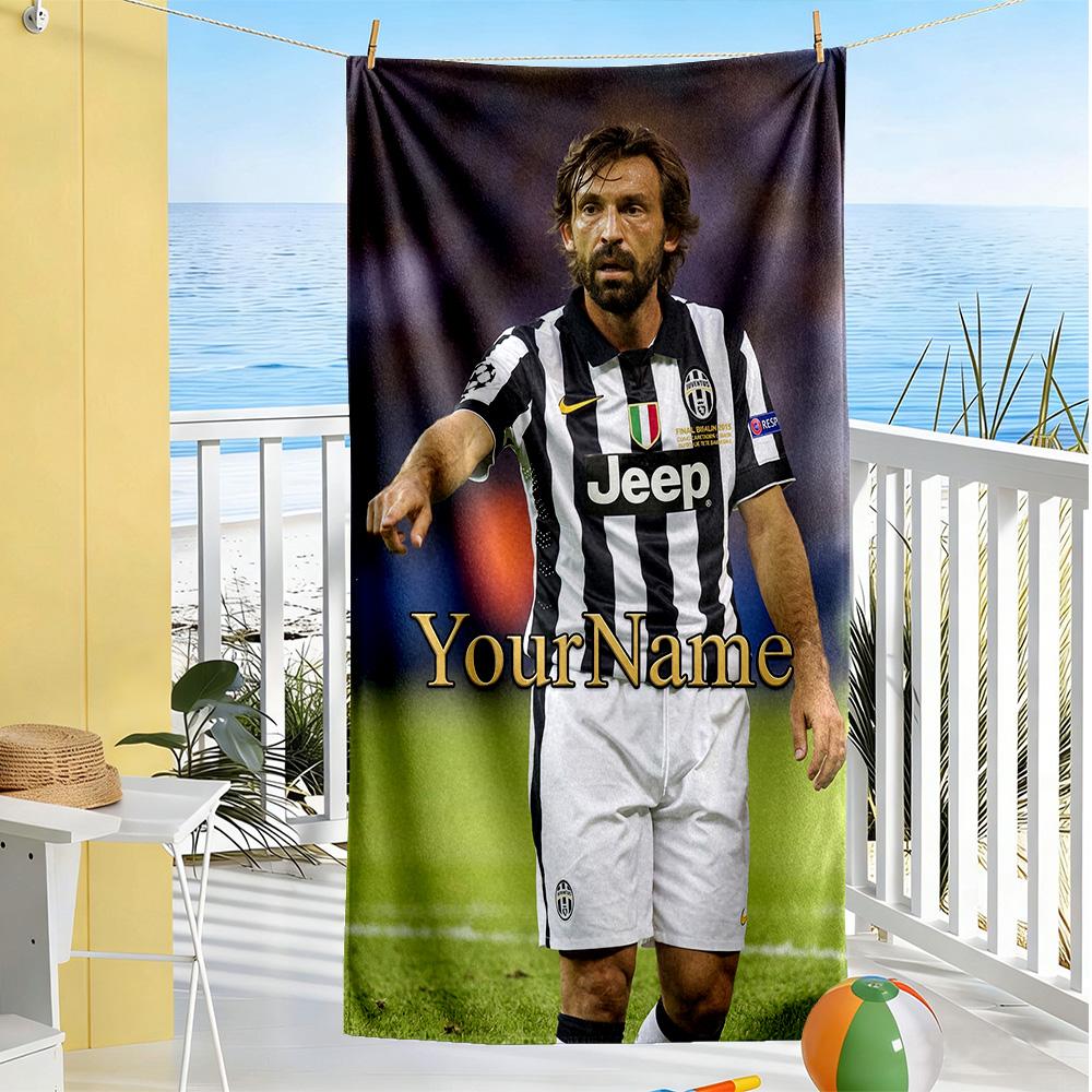Juventus Customize Text Beach Towel Super Soft & Absorbent For Beach Bathroom Outdoor Swimming Pool Camping Picnic Yoga Diving Vacation Accessories
