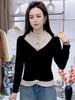 Women's Red French Two-Piece Base Layer Shirt - 2026 Autumn/Winter Stylish Slimming Top