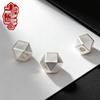 Sterling Silver 999 Hexagonal Spacer Beads – Pure Silver Frosted Geometric Beads for DIY Bracelet Weaving