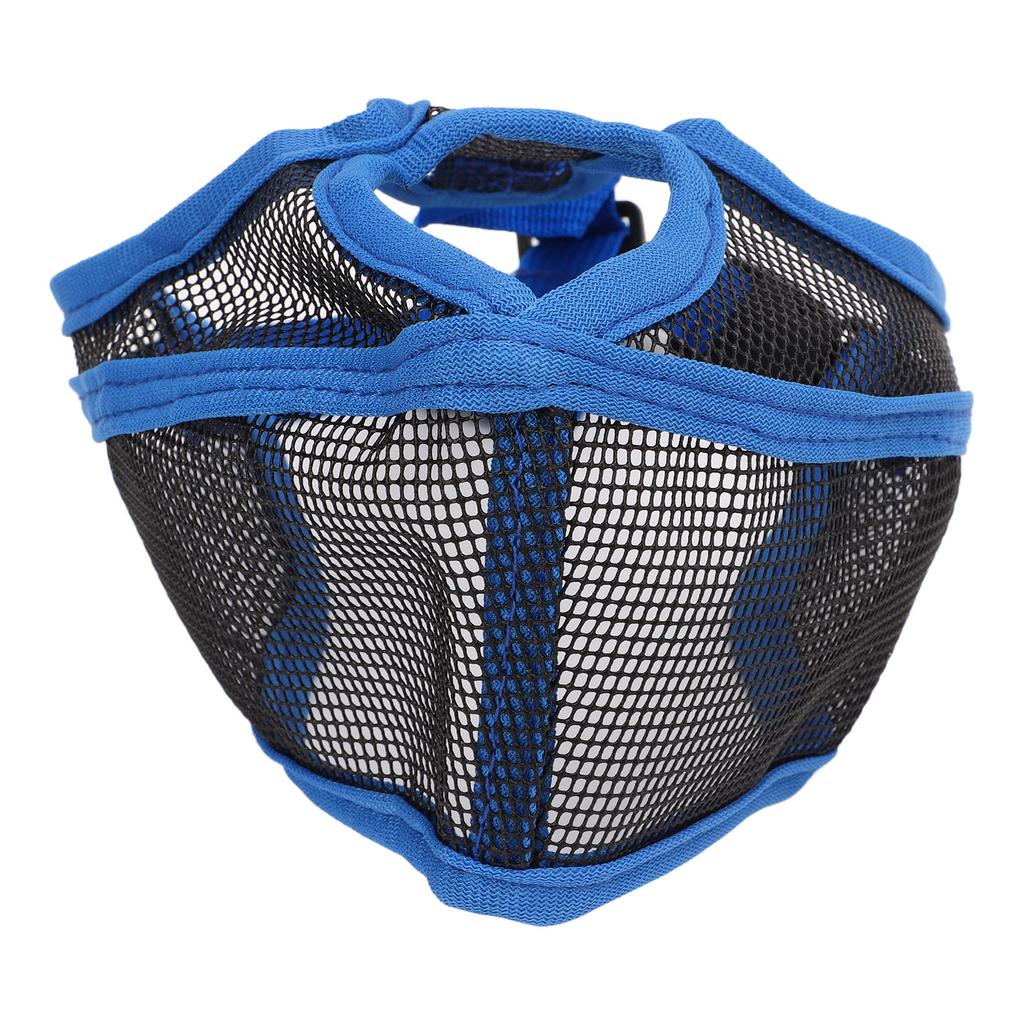 Short Snout Dog Muzzle Adjustable Breathable Prevent Biting Chewing Dog Mesh Muzzle for Bulldog Shar Pei Chihuahua Blue