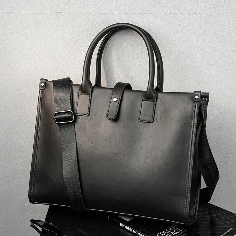 1pcs Retro horizontal leather men's bag, light business men's file bag, public document bag, leisure travel bag, computer bag