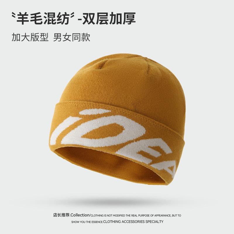 Wool knitted wool hat women's autumn and winter double-layer thickened warm outdoor mountaineering cold-proof versatile fashion knitted hat