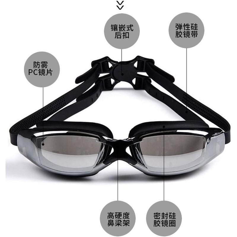 Premium Anti-Fog Waterproof Large-Frame Prescription Non-Prescription Swim Goggles Adults Unisex Black Blue Pink