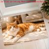 1Pcs Anti Fatigue Kitchen Rugs, Lazy Orange Cat Print Waterproof Non-Slip Thick Cushioned Mat Comfort Standing Mat