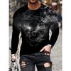 Autumn Men's 3D Skull Print Crew Neck Long Sleeve T-Shirt