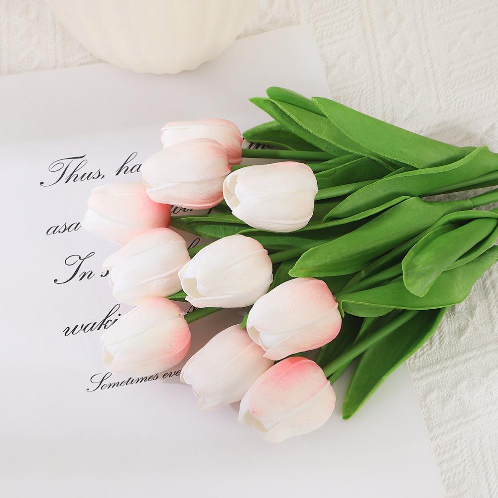 10PCS Artificial Tulips Flower Realistic Touch Tulip Flowers Fake Tulips Flowers for Home Table Vase Decor Wedding DIY Bouquet