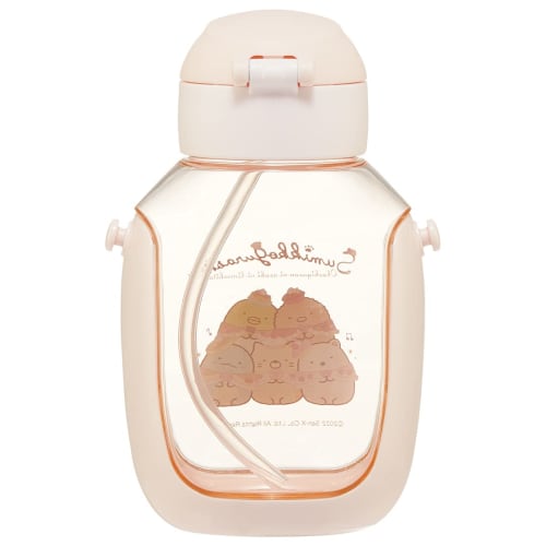 Skater Water Bottle with Straw 530ml Sumikko Gurashi Okaiyasan Straw Water Bottle One Push Children's Girls PDSH6DX-A