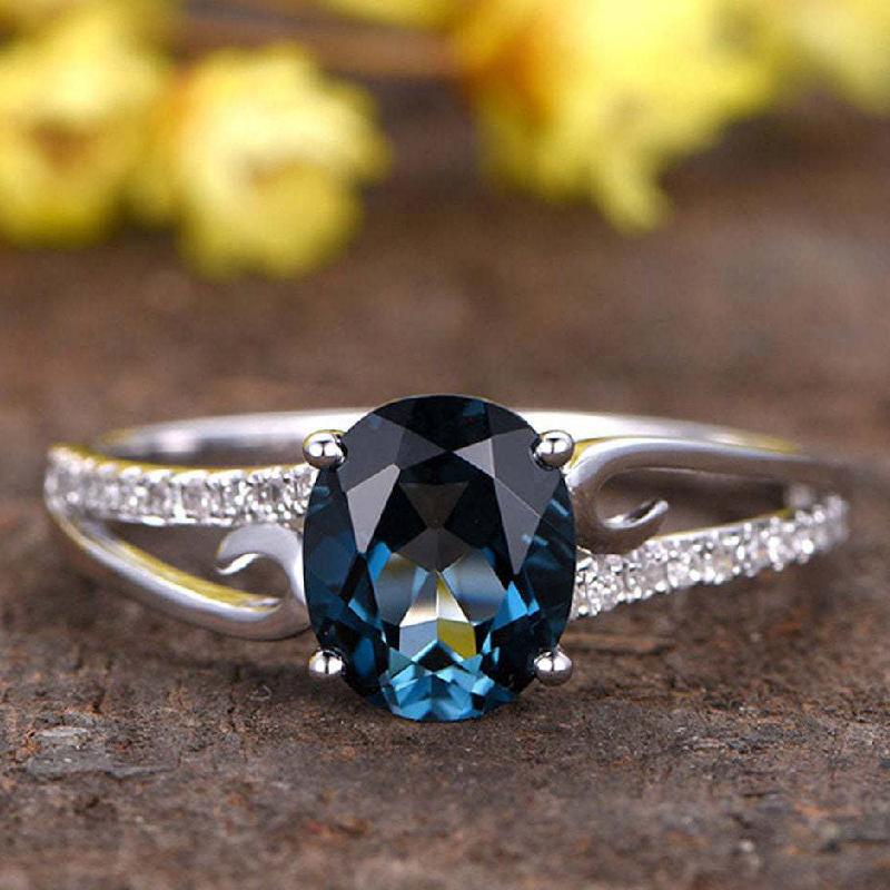 

Trendy Rings for Women 925 Silver Jewelry Oval Shape Sapphire Zircon Gemstone Finger Ring Wedding Promise Party Gift Accessories 6