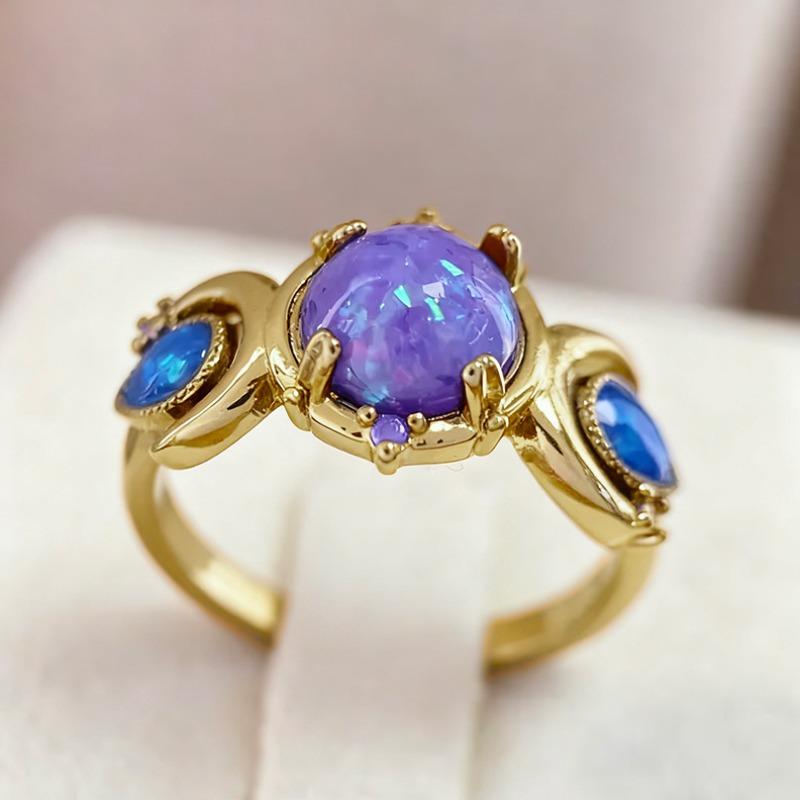 Accessories Popular Opal Ladies Gold-plated Ring European Beautiful Woman Moon Ring