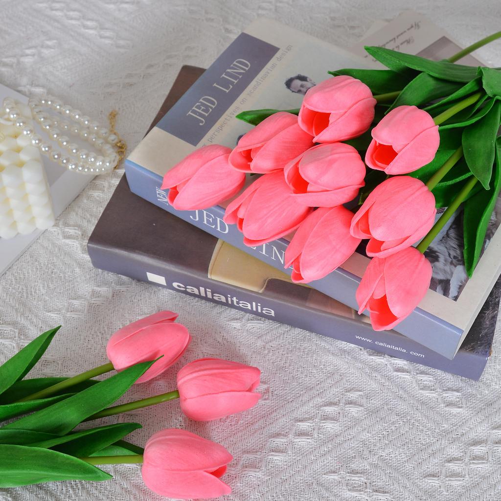 30 Stück Künstliche Tulpen 34cm Real Touch PU Kunstblumen Tulpenstiele für Hochzeit Frühlingsstrauß Blumengesteck Zuhause Büro Party Dekoration