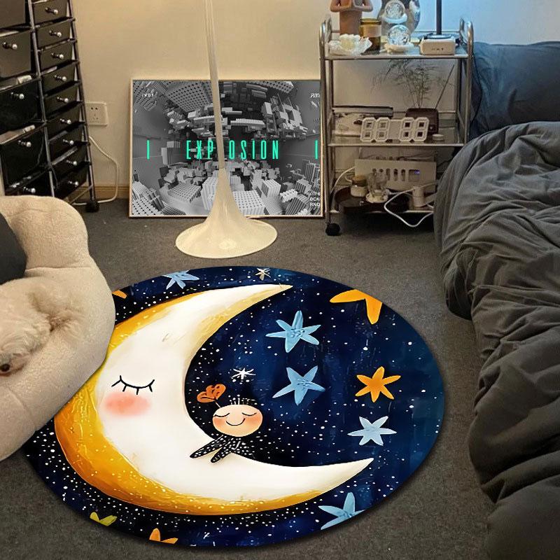 Artistic Round Mandala Multicolor Accent Rug, Non-Slip Floor Mat for Kitchen