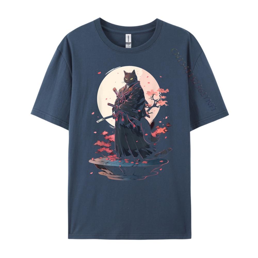 Cat Samurai Ninja Cat Samurai Art Ukiyo E Grahpic Tee Shirt Breathable Mens Clothing Deals Street