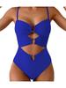 One Piece Swimsuit Women Sexy Solid Color Bikini Swimwear Fashion Elegant Beach Vacation Swimwear
