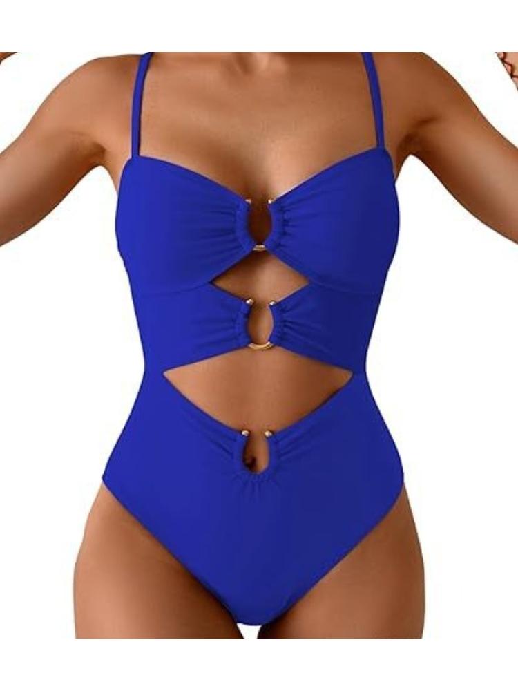 One Piece Swimsuit Women Sexy Solid Color Bikini Swimwear Fashion Elegant Beach Vacation Swimwear