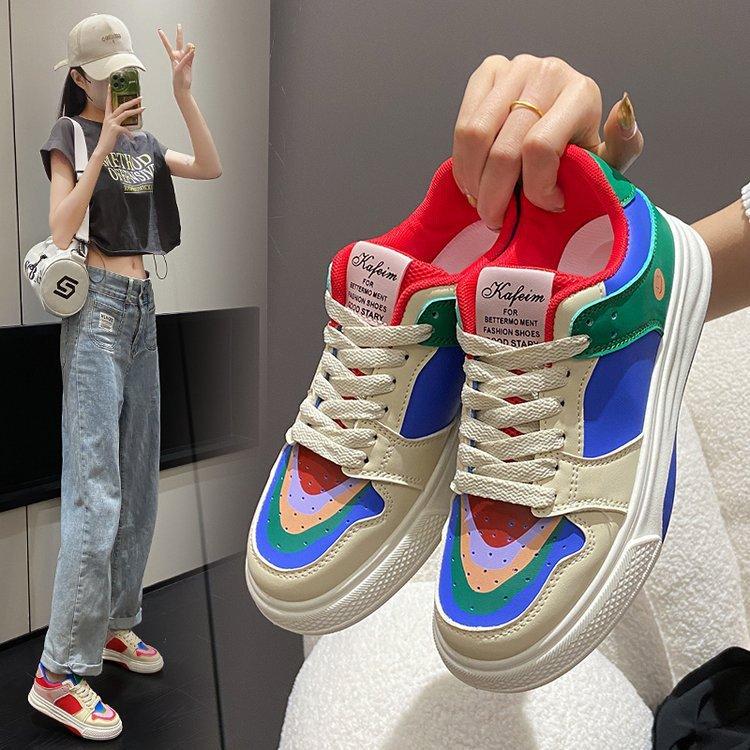 New Women's Shoes White Shoes Breathable Platform Muffin Sneakers Stitching Casual Women's Shoes
