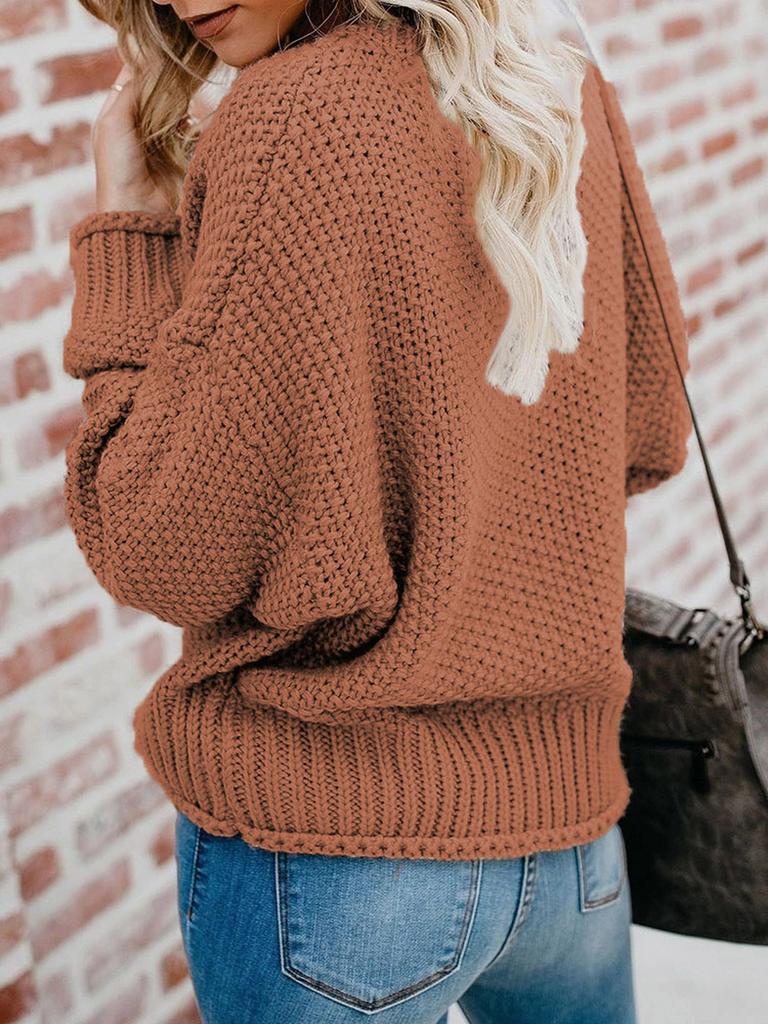 Autumn New Arrivals Loose Knit V-Neck Sweater Women's Clothing