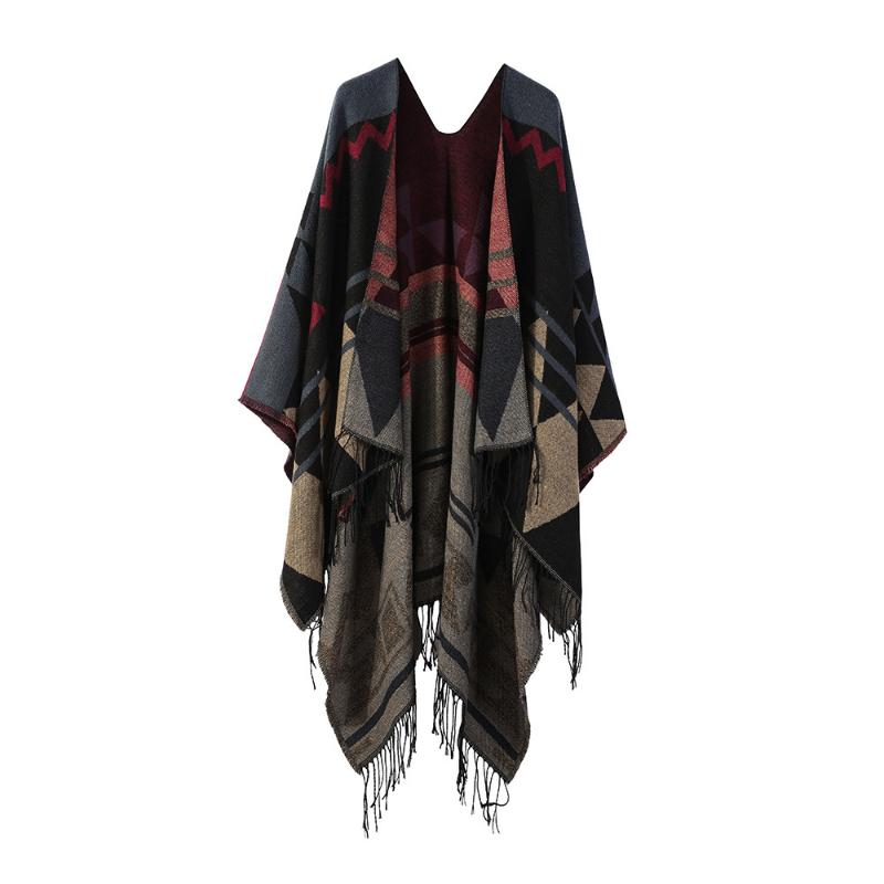 Ethnic Style Shawl Summer Outer Wear Women's Large Shawl Cape Cloak High-end Knitted Scarf