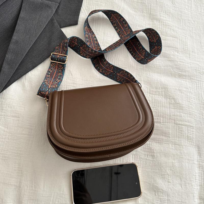 Fashion Small Flap Bag Designer Wide Strap Saddle Shoulder Bags Luxury PU Leather Crossbody Bag Trend Small Phone Purses ARI