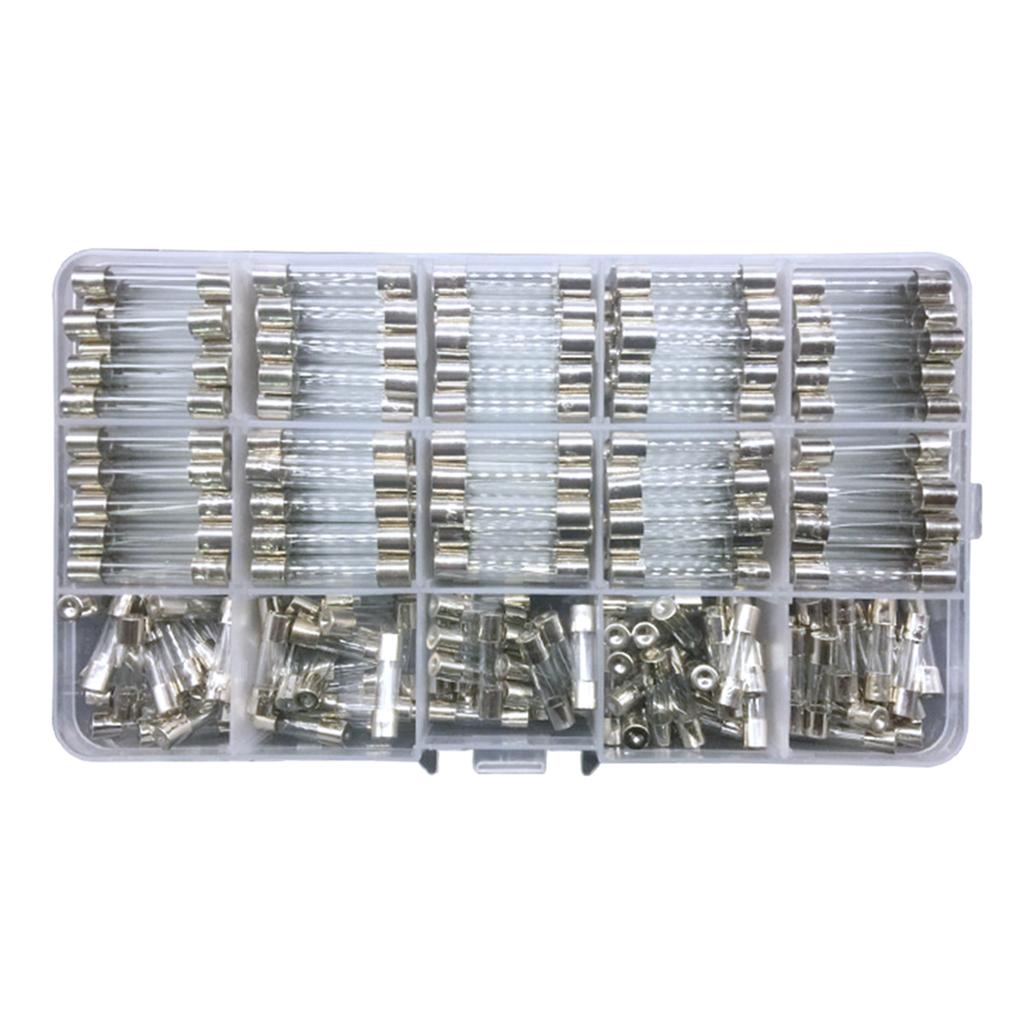 Convenient Glass Tube Set 250pcs Glass Tubes Slow Glass Fuses Glass Tubes with Storage Box Protect Your Electronics