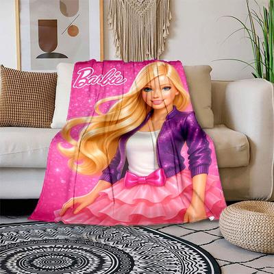 1 Stück Barbie Fashion Icon Cartoon Decke, Tragbare Überwurfdecke für Reisen & Camping, Gemütliche Ganzjahresdecke, Ideales Geschenk