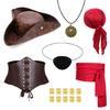 Pirate Costume Accessories Renaissances Medieval Pirate Head Scarf,Hat Necklace Eye Patches Cosplay Halloween Costume