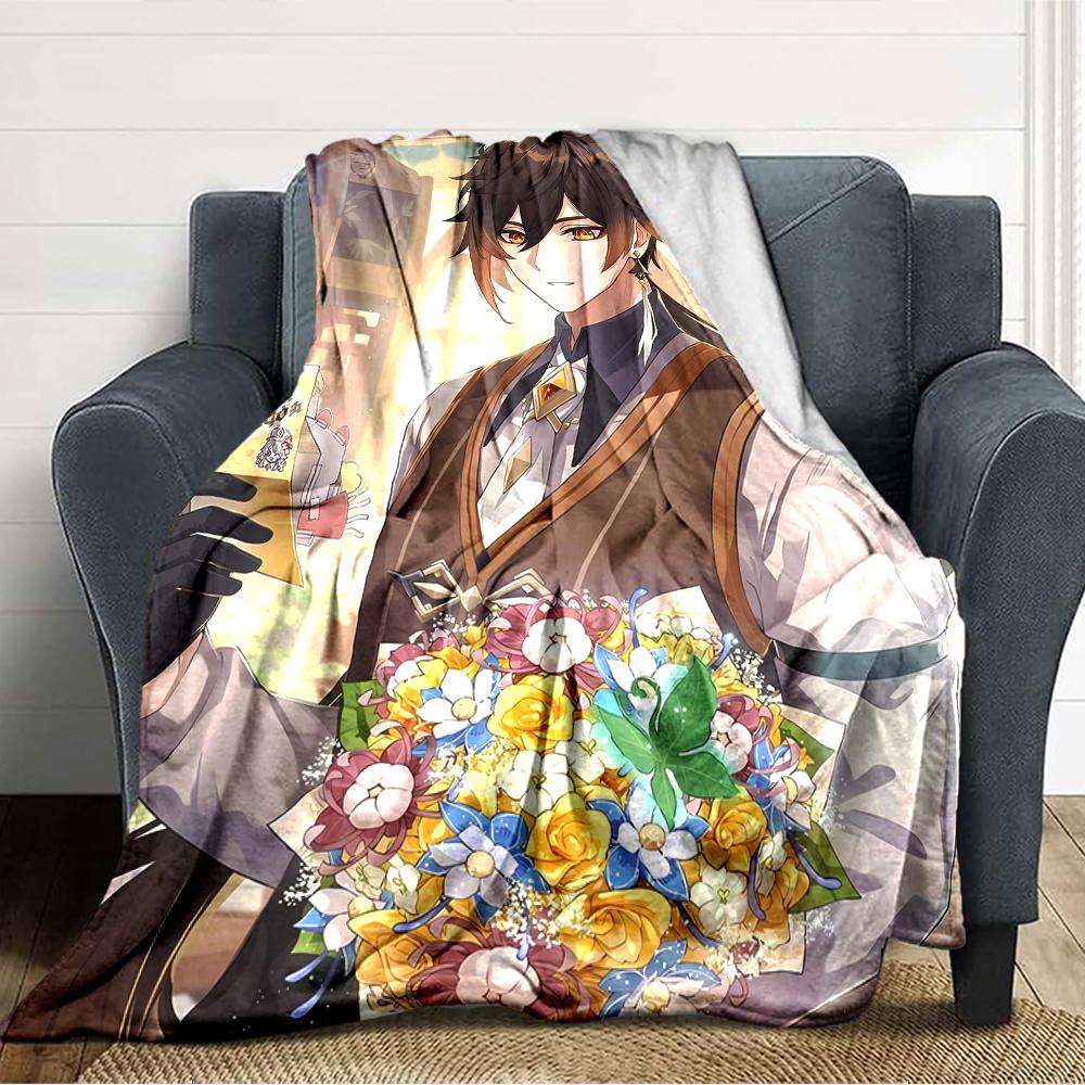 1pc Genshin Impact2 Blanket, Gift, for Men and Women, Soft Blanket, Good for Sofa Bed Couch Travel, Lightweight Flannel Blanket