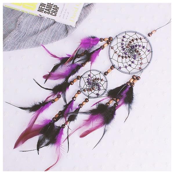 Spectacular Purple And Black Handmade Bohemian Dreamcatcher For Unique Home Decor