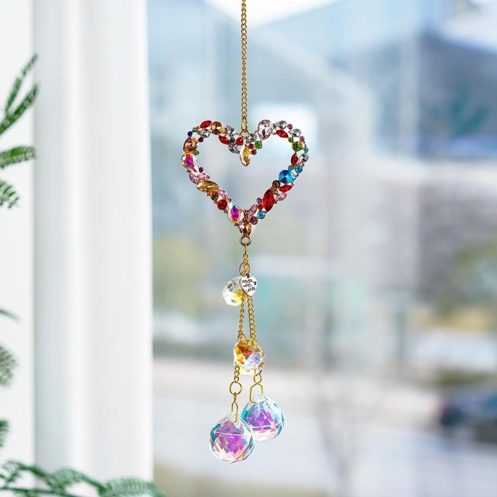 Creative Handmade Crystal Suncatcher Exquisite Reflective Heart Shape Crystal Pendant Sparkling Wind Chime Indoor Windows