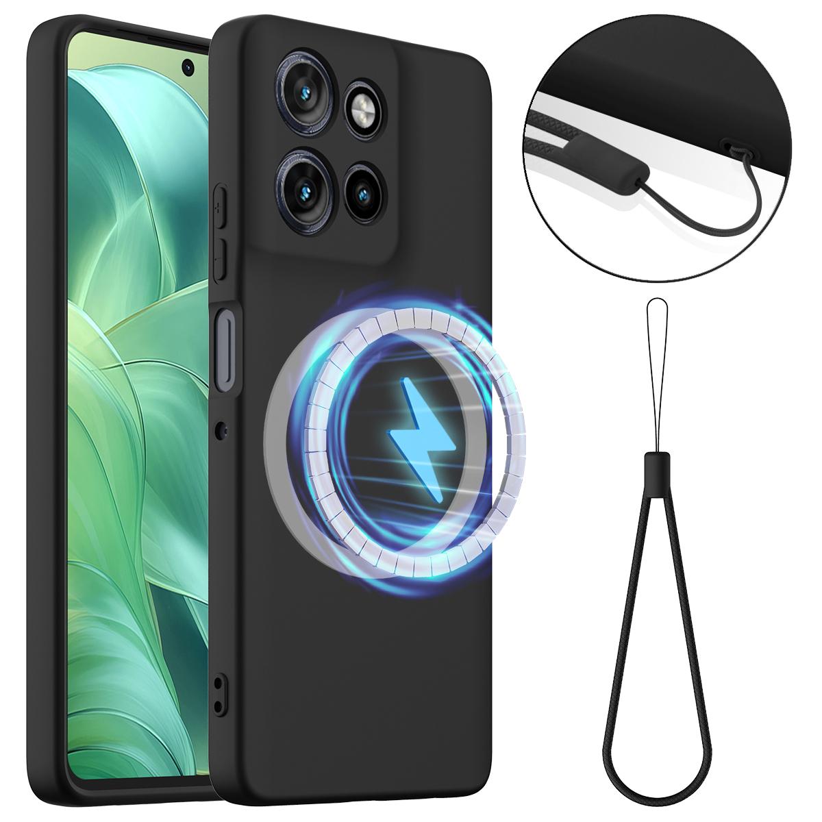 

Для Motorola Moto G Power (2025) Чохол, сумісний з MagSafe, протиударний, з рідкого силікону, чохол для телефону Black