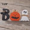 Decorative Tray Landscaping 3 Pcs Halloween Indoor Table Decoration, Cute Ghost Wooden Sign with Jute Rope, Tabletop Decor for Home Rustic Farmhouse