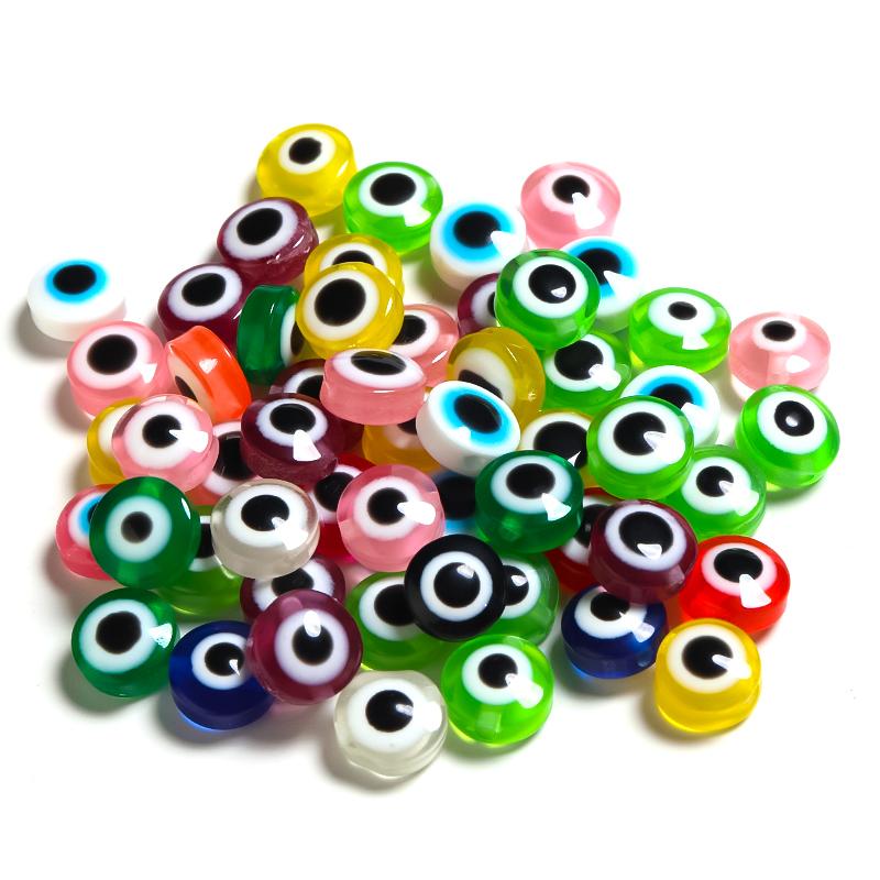 100pcs/lot 6 8 10mm Resin Evil Eye Beads Mix Color Loose Spacer Round Beads For Bracelet Necklace DIY Jewelry Making Accessories