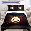Set Lenzuola 3 Pezzi Stampato Galatasaray FC Traspirante Copripiumino con Federe Biancheria da Letto Decorativa per Camera da Letto Casa