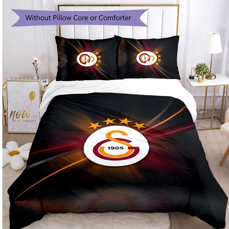 Set Lenzuola 3 Pezzi Stampato Galatasaray FC Traspirante Copripiumino con Federe Biancheria da Letto Decorativa per Camera da Letto Casa