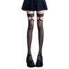 Sexy schwarze Oberschenkelhohe Strümpfe mit Spitze, Schleife und Strumpfhalter