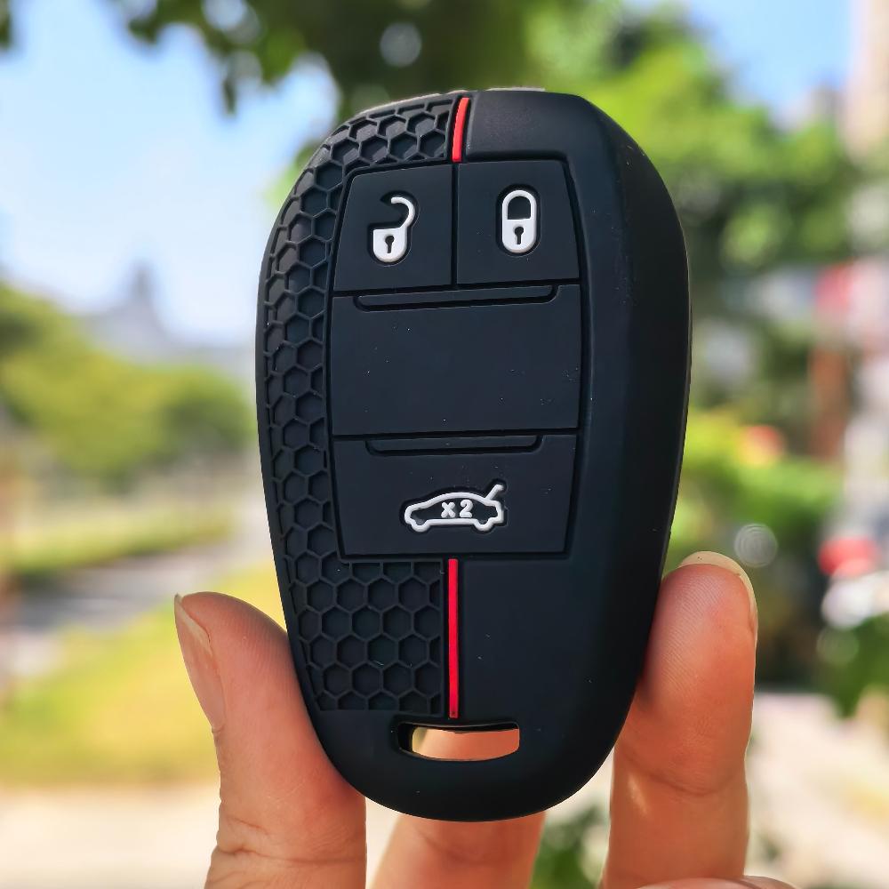 

3 Button Silicone Car Key Case Cover for Alfa Romeo Stelvio Giulia 2017 2018 Remote Fob Shell Skin Key Protector Accessories чёрный