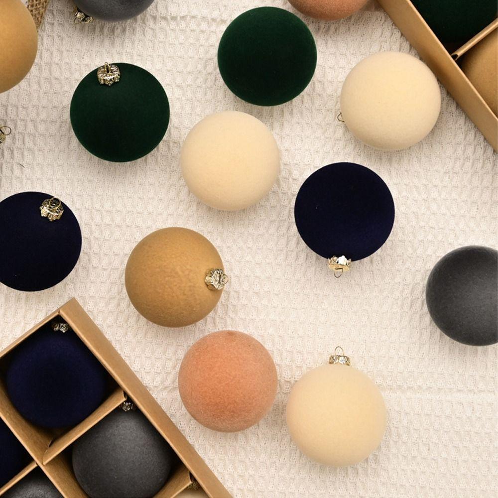 12pcs Flocked Christmas Balls Ornaments 6cm Xmas Tree Hanging Ornaments  Party Favors
