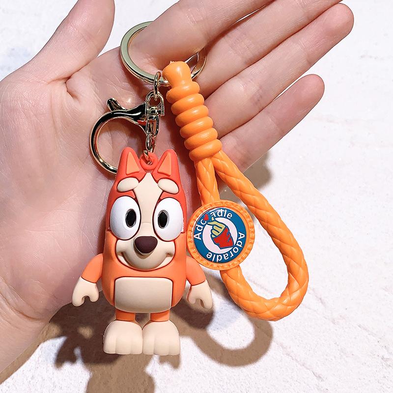 Bluey And Bingo Cute Cartoon PVC Model Dolls Keychain Car Keyring Decoration Backpack Pendant Children Birthay Gift