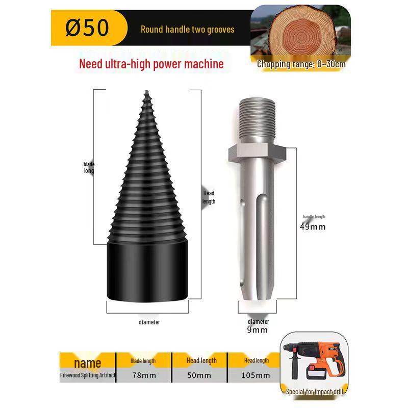 Electric Wood Splitting Cone Drill Bit for Firewood Cutting