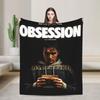 Obsession Bloody Girl Black and White Blanket Warm Plush Throw Blanket For Boy Girl Living Room Flannel Bedspread Bed Cover