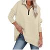 Women's Casual OversizedHalf Zippered Sports Shirt Long Sleeved Color With Pocket Pullover Top