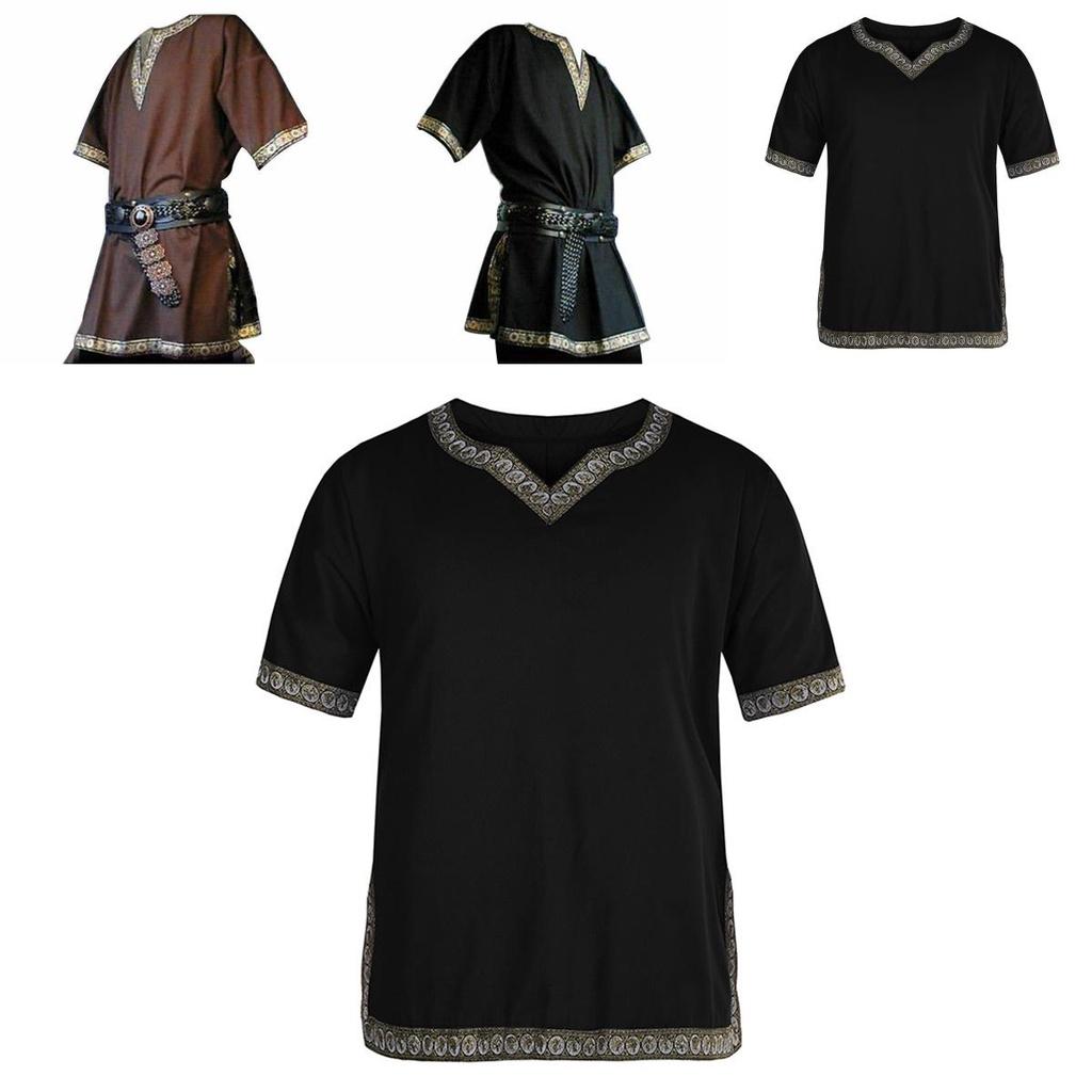 Stylish V-neck Medieval Tunic Top Shirt For Men Perfect For Renaissance Festivals