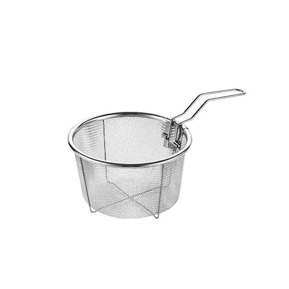 

Onion Rings French Fries Kitchen Mesh Net with Handle Stainless Steel Filter Frying Basket Food Colander Cooking Tools