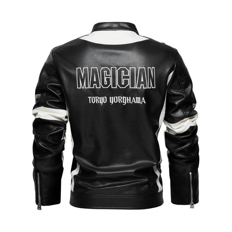 Single-layer racing suit autumn and winter new men's leather jacket with color labeling popular windproof leather jacket men