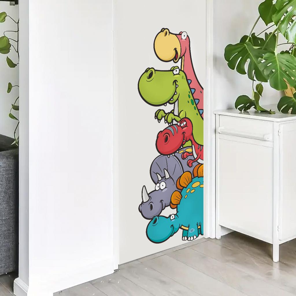 Cartoon Dinosaur Wall Stickers for Children's Room Bedroom Wall Decoration, Cute Self-adhesive Wall Stickers