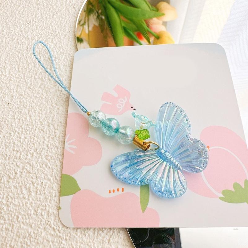 Flower Butterfly Pendant Phone Strap Portable Y2K Hanging Lanyard for Girls