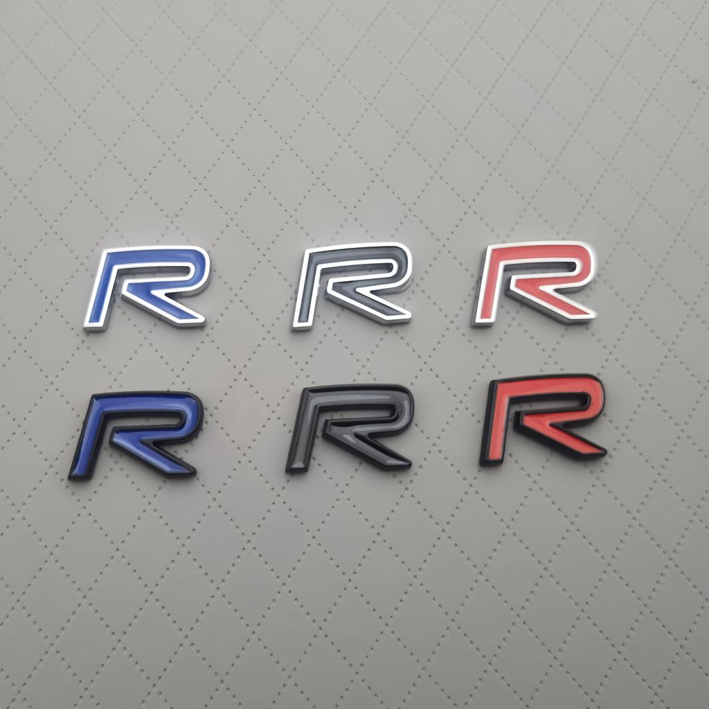 1Pc 3D Metal R Logo Car Dashboard Center Console Panel Decoration Badge, Car Steering Wheel Emblem Decal, Car Rear Trunk/Car Body Badge Sticker