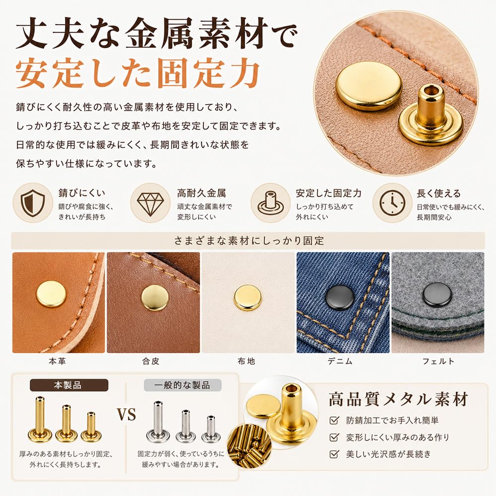 ORANGEXINY 180 4 3 includes setting for leather [Rivet Set] Double-sided, sets, colors, sizes, tool, crafting, repair, DIY.