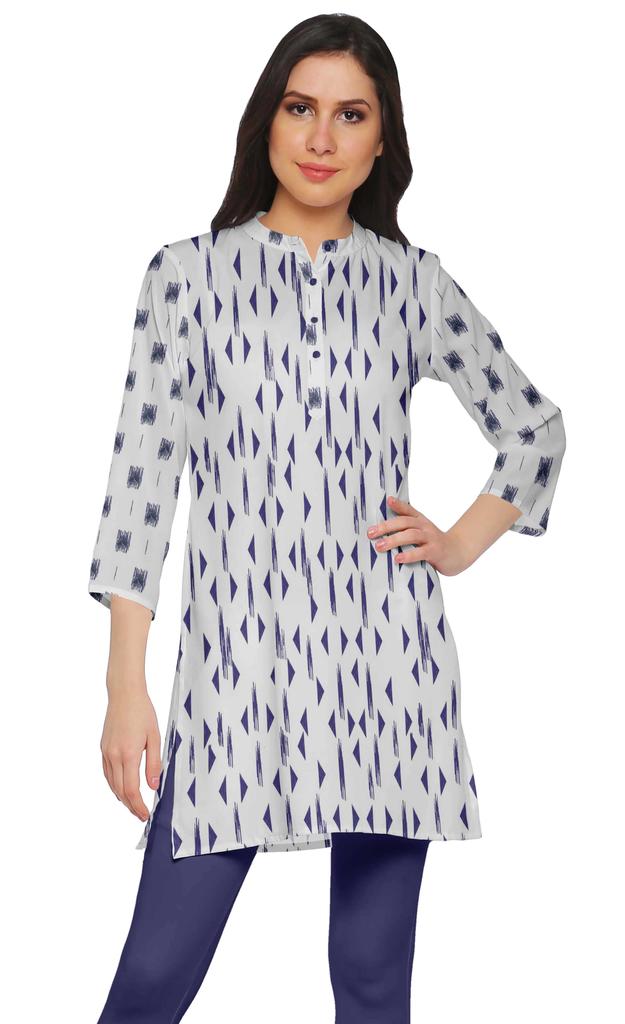 Moomaya Printed Side Slit Short Kurta Tunic For Women Summer Wear Ladies